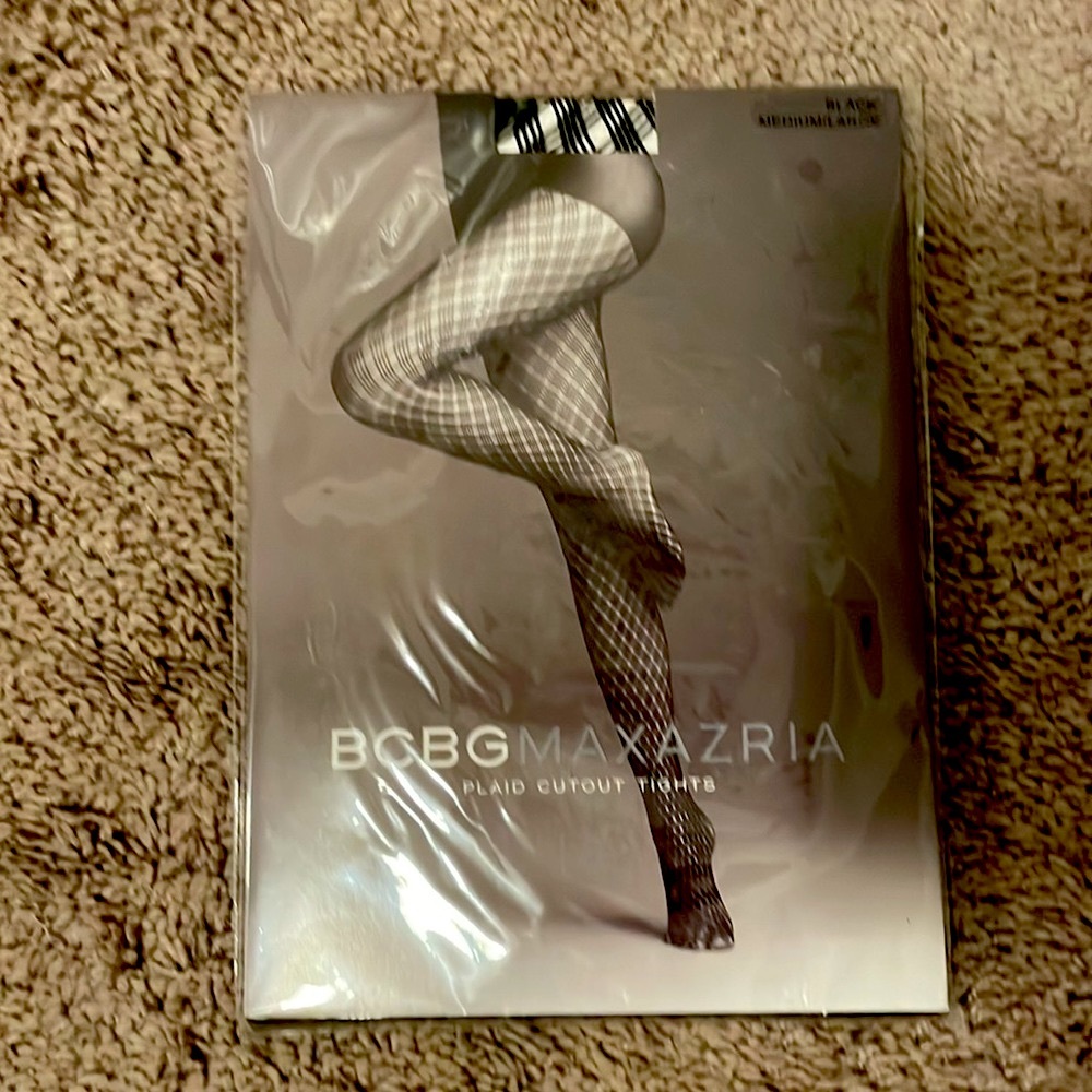 Brand New BCBG MAXAZRIA Plaid Cutout Tights